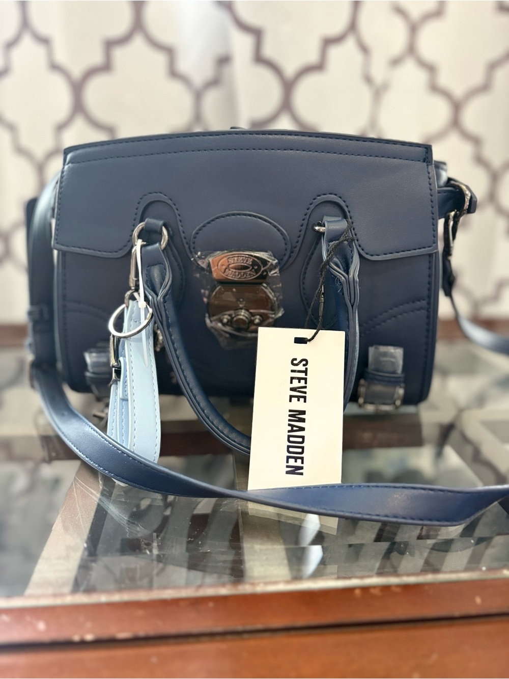 Steve Madden Navy Bclipp Satchel - Picture 6 of 6